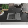 Mexen Enzo zlewozmywak granitowy 1-komorowy z ociekaczem 576 x 465 mm, szary, syfon czarny - 6506571005-71-B