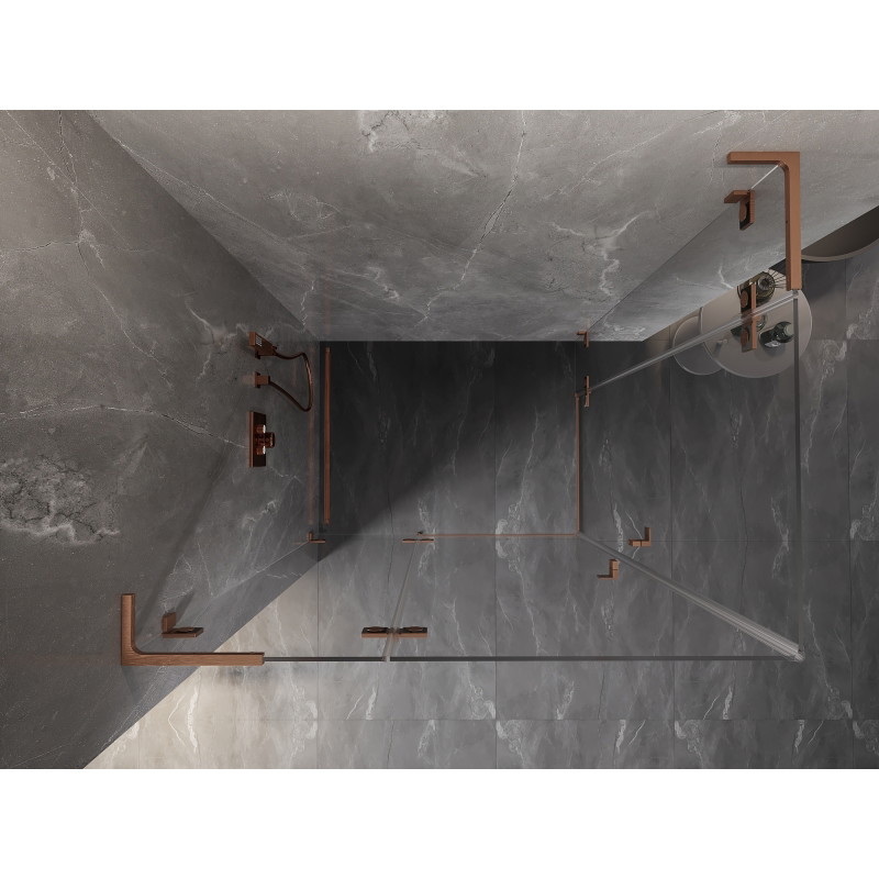 Mexen Lunar L Duo parema külje avatav dušikabiin 100 x 70 cm, läbipaistev, harjatud vask - 834L-100P-070L-65-00