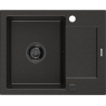 Mexen Enzo fregadero de granito 1 cubeta con escurridor 576 x 465 mm, negro/dorado metálico, sifón negro - 6506571005-75-B