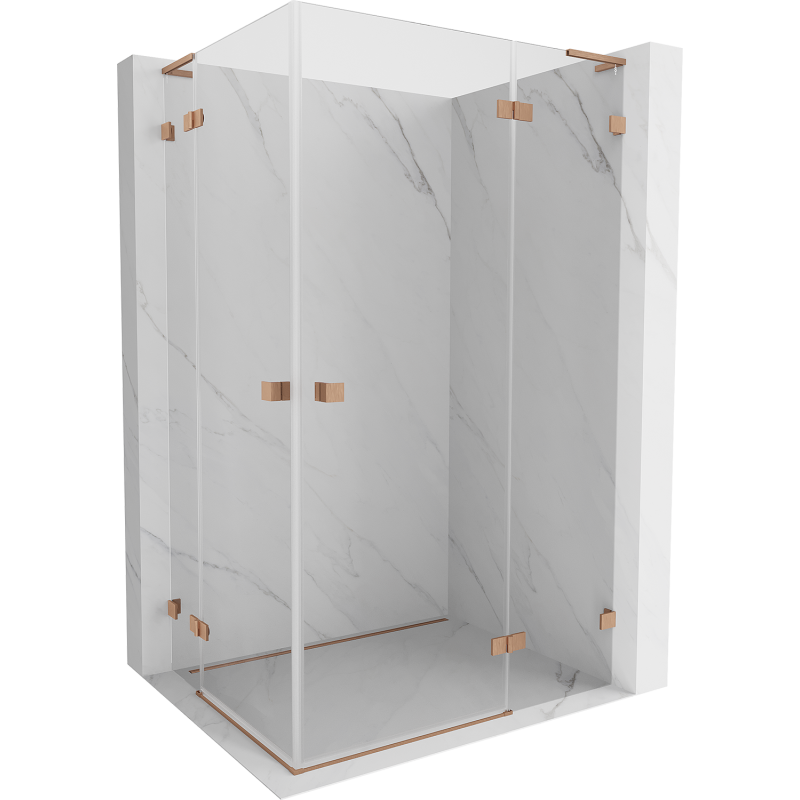 Mexen Lunar L Duo kabina prysznicowa uchylna prawa 105 x 85 cm, transparent, miedź szczotkowana - 834L-105P-085L-65-00