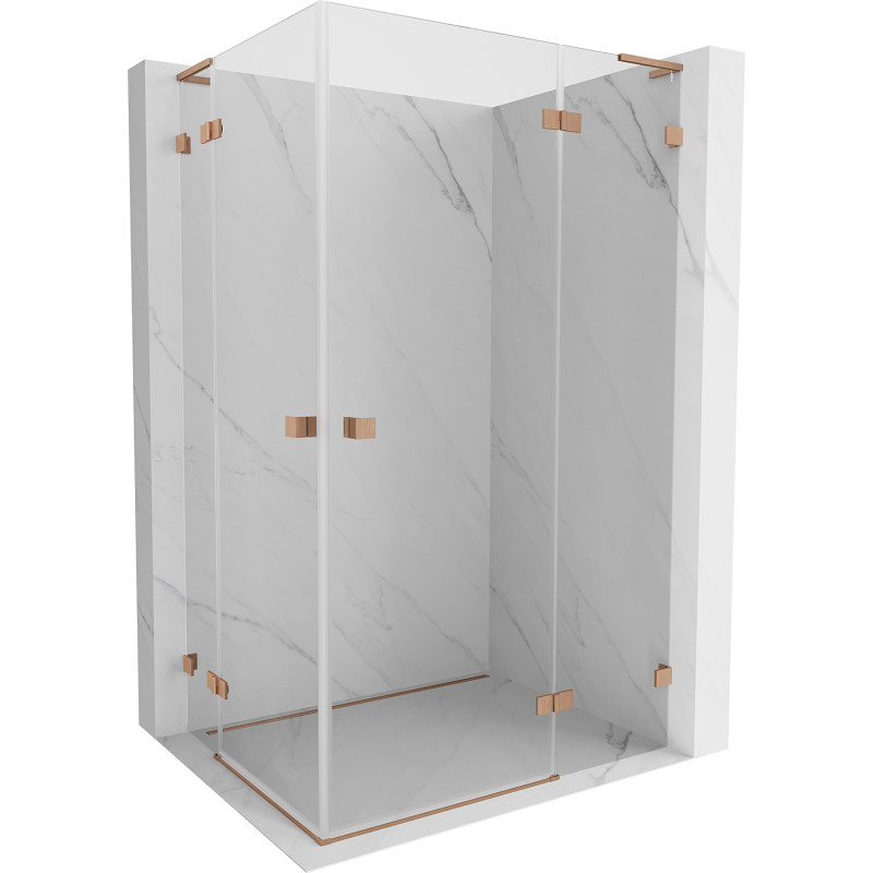 Mexen Lunar L Duo right-hinged shower cabin 110 x 75 cm, transparent, brushed copper - 834L-110P-075L-65-00