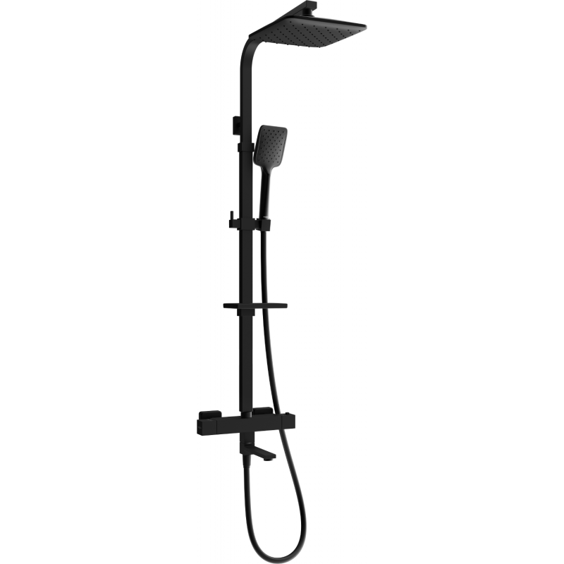 Mexen CQ62 Badewannen-Duschset mit Regenduschkopf und Thermostatarmatur, schwarz - 779106295-70