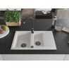 Mexen Gaspar zlewozmywak granitowy 1,5-komorowy z ociekaczem 737 x 475 mm, biały, syfon czarny - 6507731505-20-B