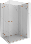 Mexen Lunar L Duo tuš kabina s desnim preklopnim vratima 115 x 95 cm, prozirna, brušena bakar - 834L-115P-095L-65-00