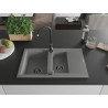 Mexen Gaspar fregadero de granito 1,5 cubetas con escurridor 737 x 475 mm, gris, sifón negro - 6507731505-71-B