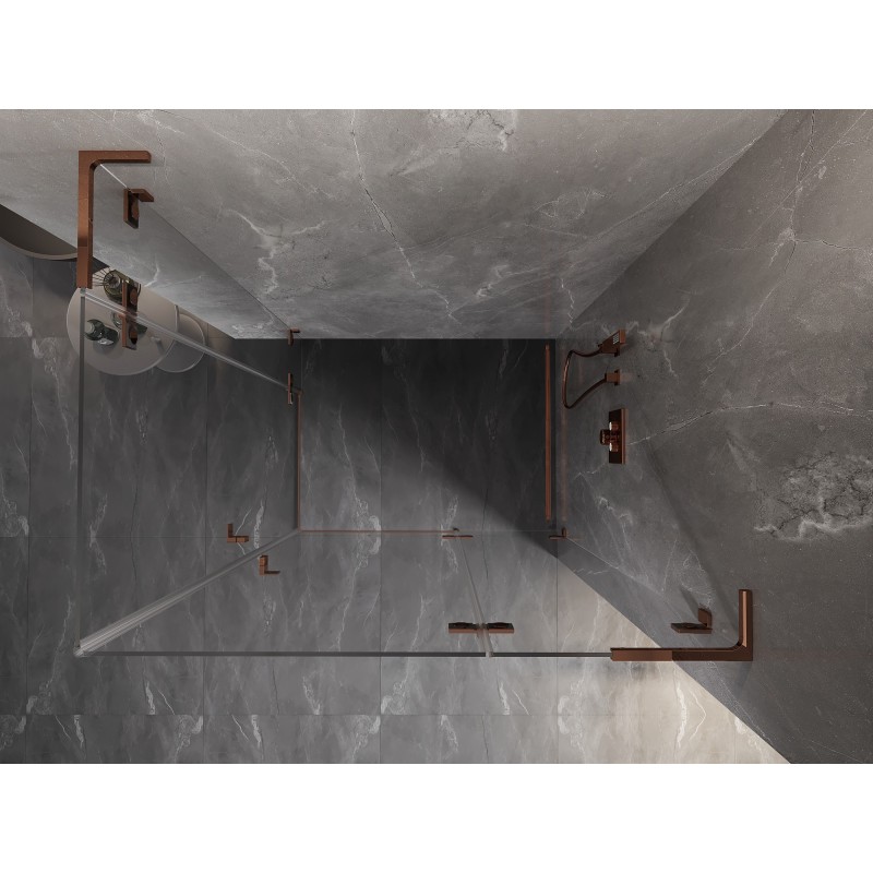 Mexen Lunar L Duo kabina prysznicowa uchylna prawa 90 x 80 cm, transparent, różowe złoto - 834L-090P-080L-60-00
