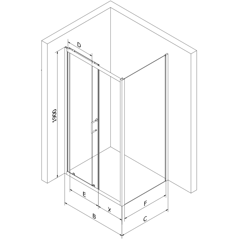 Mexen Apia cabina de ducha corredera 95 x 90 cm, transparente, cromo - 840-095-090-01-00