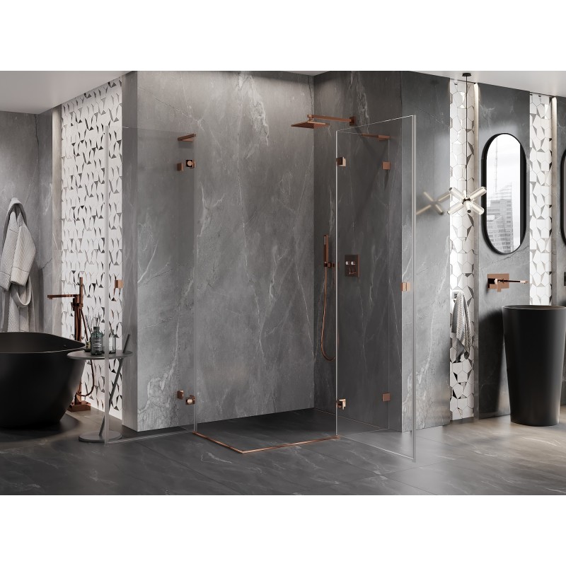 Mexen Lunar L Duo kabina prysznicowa uchylna prawa 105 x 90 cm, transparent, różowe złoto - 834L-105P-090L-60-00