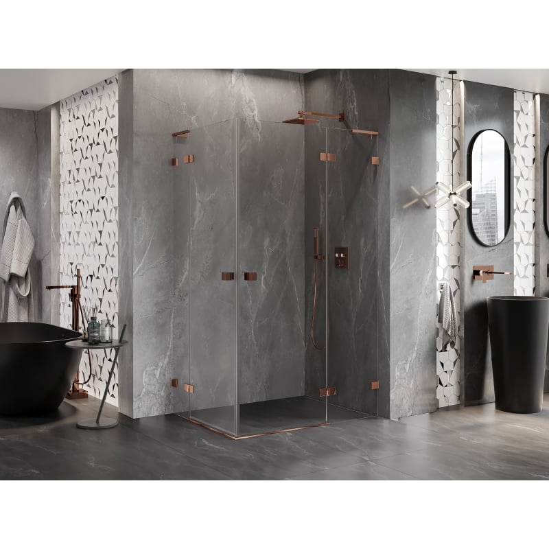 Mexen Lunar L Duo parema avaneva dušikabiin 115 x 85 cm, läbipaistev, roosa kuld - 834L-115P-085L-60-00