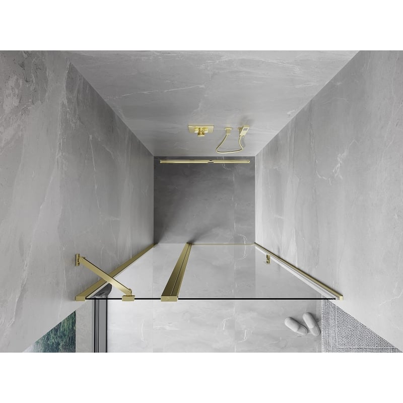 Mexen Mist pivot vrata za tuš 90 cm, prozirna, zlatna - 8A4-090-000-50-00