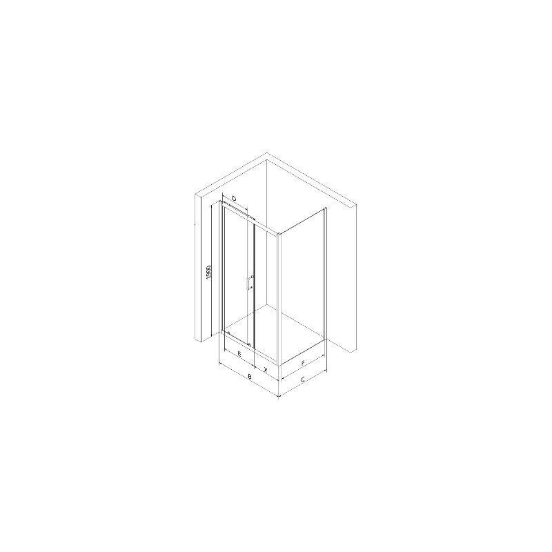 Mexen Apia schuifdouche 130 x 70 cm, transparant, zwart - 840-130-070-70-00