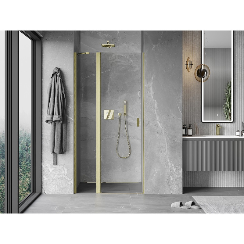 Mexen Mist okretna tuš vrata 105 cm, prozirna, zlatno brušena - 8A4-105-000-55-00
