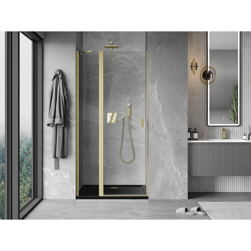 Mexen Mist okretna tuš vrata 105 cm, prozirna, zlatno brušena - 8A4-105-000-55-00