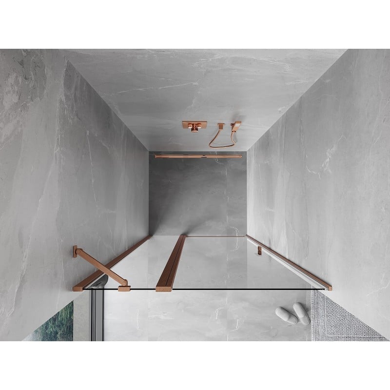 Mexen Mist pivot shower door 70 cm, transparent, brushed copper - 8A4-070-000-65-00