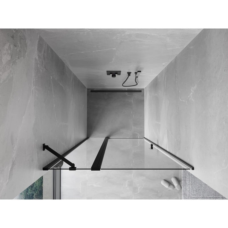 Mexen Mist drzwi prysznicowe uchylne 80 cm, transparent, czarne - 8A4-080-000-70-00