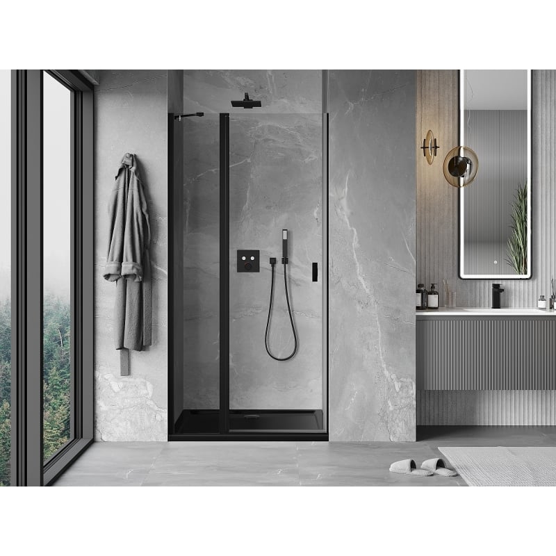 Mexen Mist zakretna tuš vrata 95 cm, prozirna, crna - 8A4-095-000-70-00