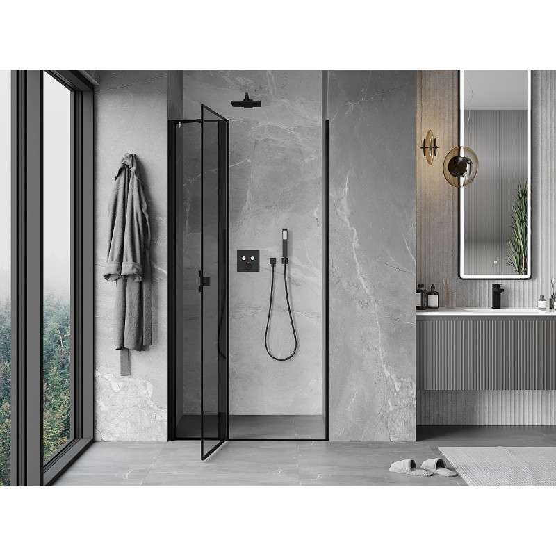 Mexen Mist drzwi prysznicowe uchylne lewe 70 cm, czarna ramka, czarne - 8A4-070-000-70-70-L
