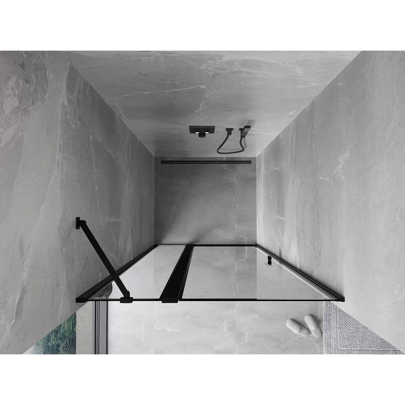 Mexen Mist Duschdrehtür links 90 cm, schwarzer Rahmen, schwarz - 8A4-090-000-70-70-L