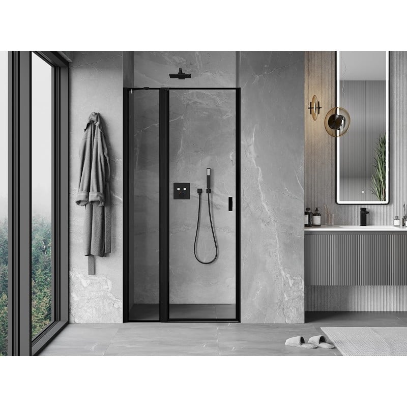 Mexen Mist left hinged shower door 120 cm, black frame, black - 8A4-120-000-70-70-L
