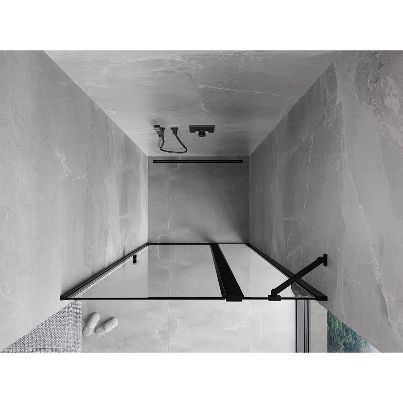 Mexen Mist opklappbar Douche Dierfer riets 105 cm, schwaarz Kader, schwaarz - 8A4-105-000-70-70-P