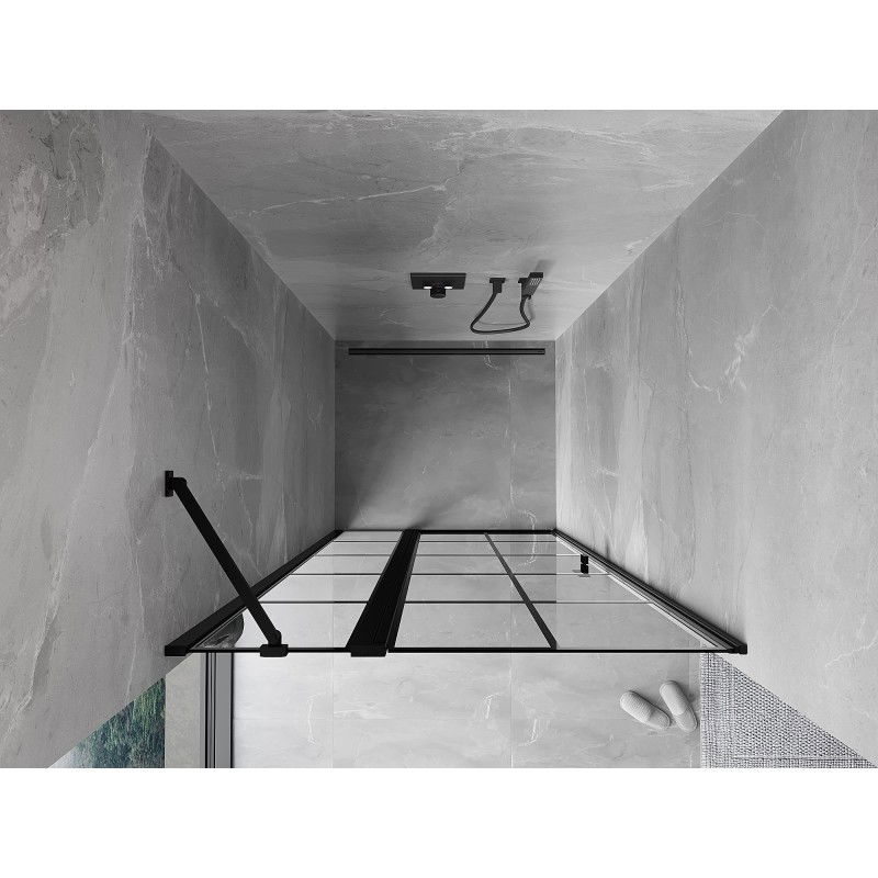 Mexen Mist Ανοιγόμενη αριστερή πόρτα ντουζιέρας 75 cm, μαύρο καρέ, μαύρο