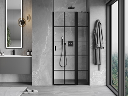 Mexen Mist porte de douche pivotante droite 85 cm, grille noire, noir - 8A4-085-000-70-77-P