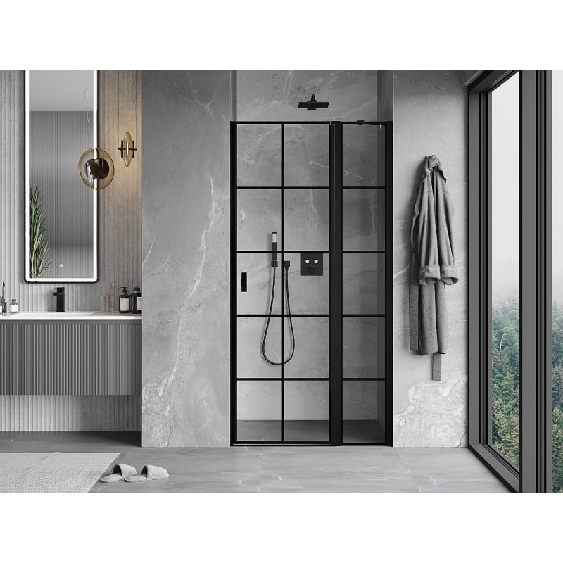 Mexen Mist right-hand hinged shower door 105 cm, black grid, black - 8A4-105-000-70-77-P