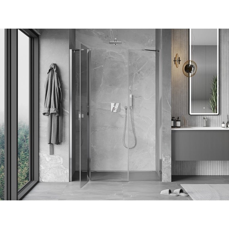 Mexen Mist 120 cm Hinged Shower Door, Transparent, Chrome - 8A4-120-001-01-00