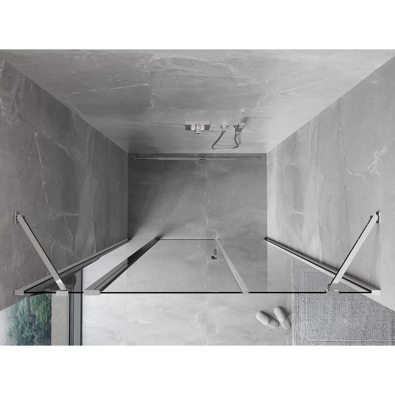 Mexen Mist hinged duššiuksed 140 cm, läbipaistev, kroom - 8A4-140-001-01-00