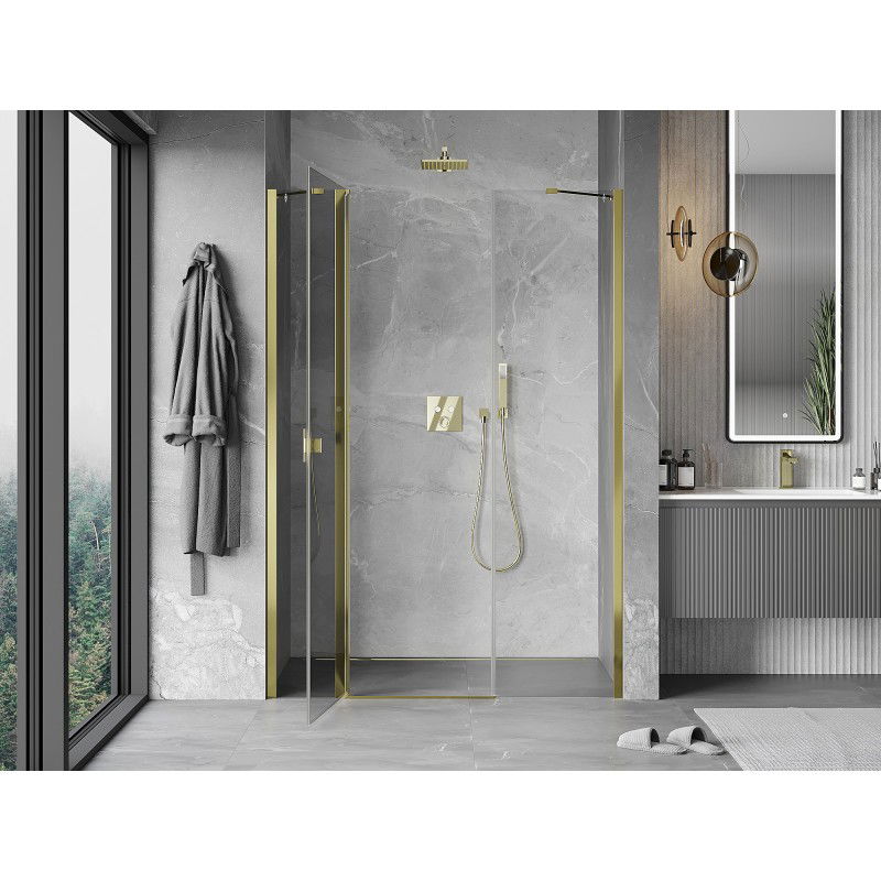 Mexen Mist porte de douche pivotante 135 cm, transparent, doré - 8A4-135-001-50-00