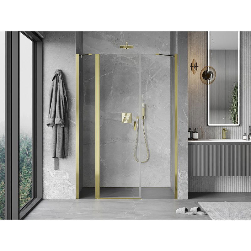 Mexen Mist porte de douche pivotante 160 cm, transparent, doré - 8A4-160-001-50-00