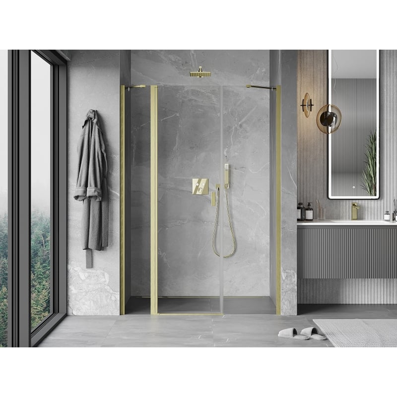 Mexen Mist pöörduksed duššile 140 cm, läbipaistev, kuldne harjatud - 8A4-140-001-55-00