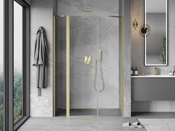 Mexen Mist porte de douche pivotante 155 cm, transparent, or brossé - 8A4-155-001-55-00