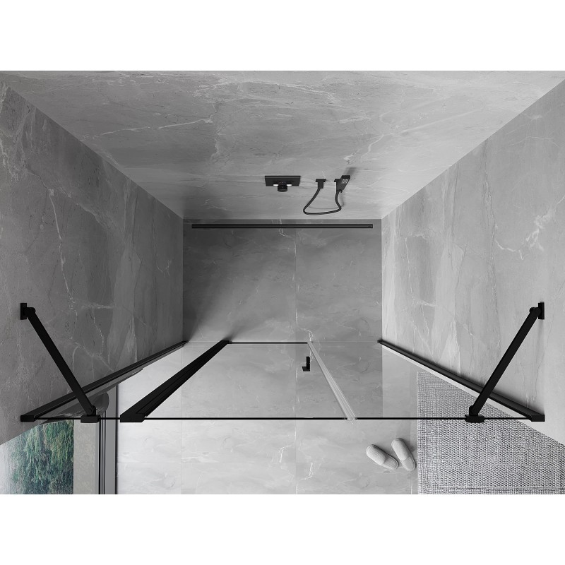 Mexen Mist drzwi prysznicowe uchylne 130 cm, transparent, czarne - 8A4-130-001-70-00