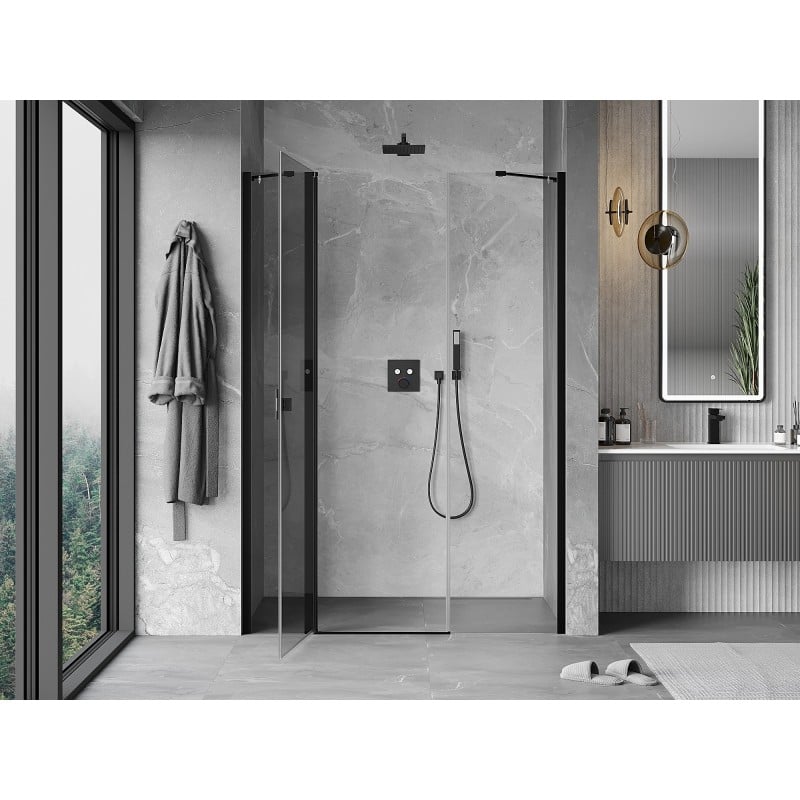 Mexen Mist drzwi prysznicowe uchylne 160 cm, transparent, czarne - 8A4-160-001-70-00