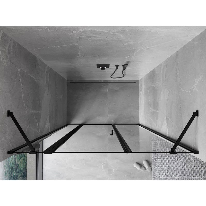 Mexen Mist porta doccia battente sinistra 140 cm, cornice nera, nera - 8A4-140-001-70-70-L