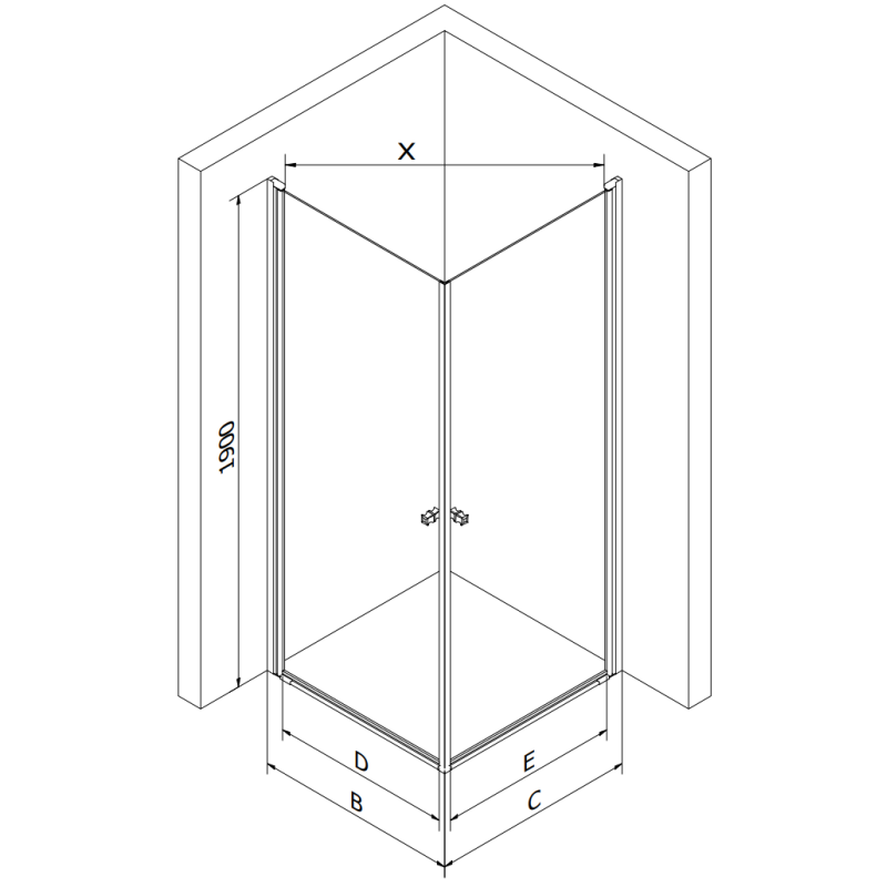 Mexen Pretoria Duo cabine de douche pivotante 90 x 90 cm, transparent, chrome - 852-090-090-02-00