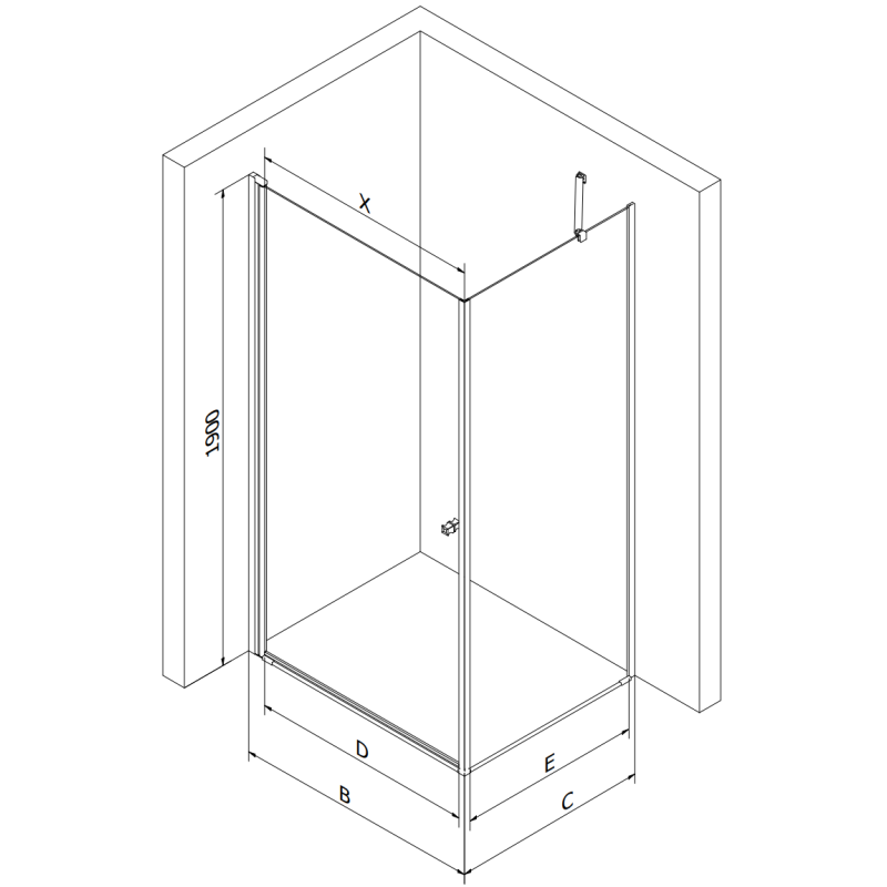 Mexen Pretoria schuifbare douchecabine 70 x 70 cm, transparant, chroom + Flat douchebak - 852-070-070-01-00-4010