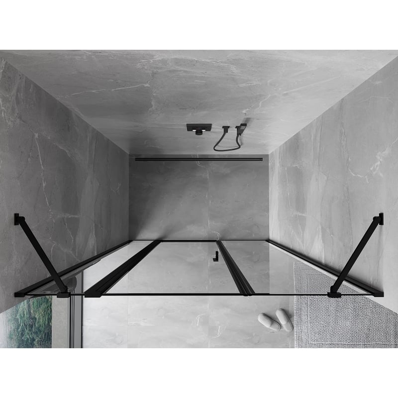 Mexen Mist vasakpoolne pöörduksed dušiuks 150 cm, must raam, must - 8A4-150-001-70-70-L