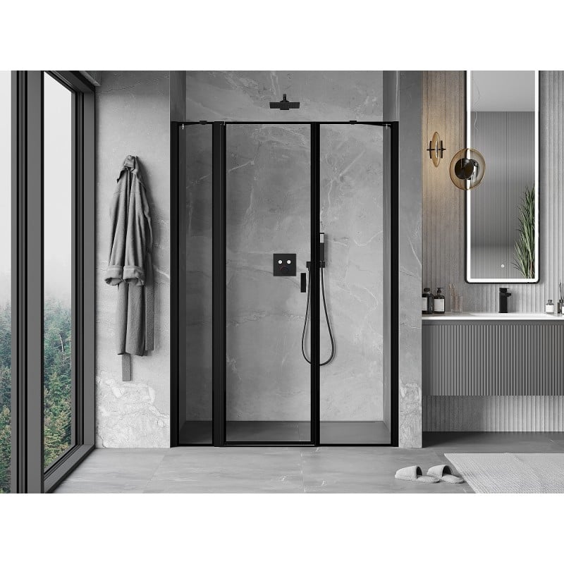 Mexen Mist left hinged shower door 155 cm, black frame, black - 8A4-155-001-70-70-L