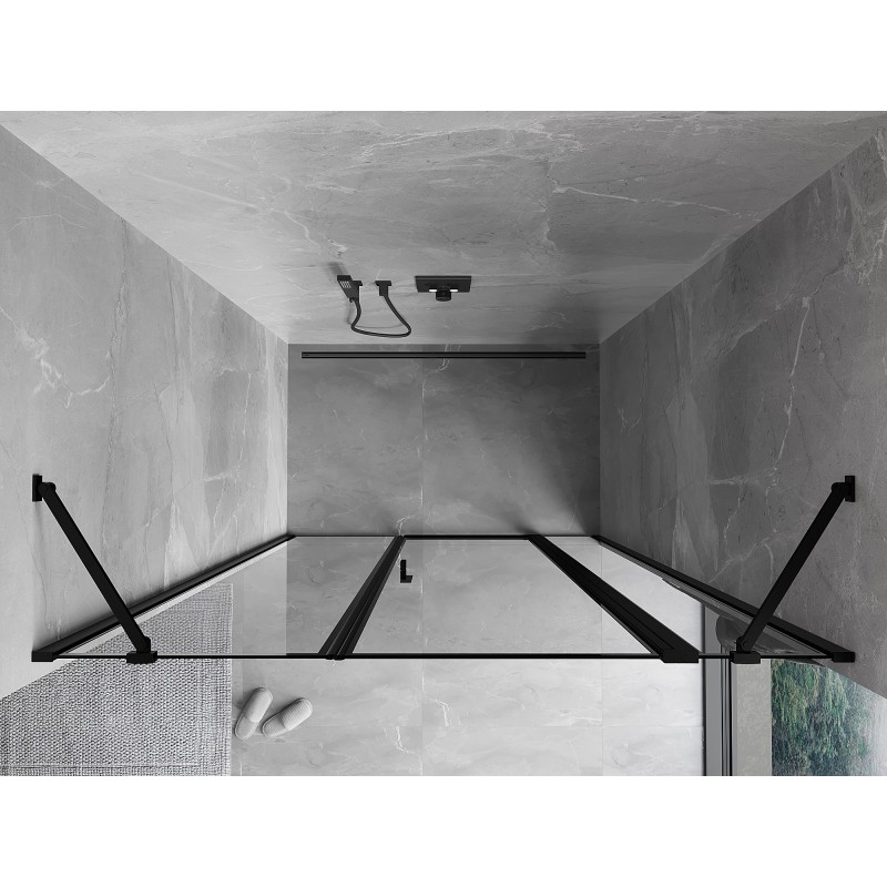 Mexen Mist drzwi prysznicowe uchylne prawe 130 cm, czarna ramka, czarne - 8A4-130-001-70-70-P