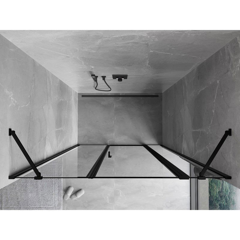 Mexen Mist draaideur douche rechts 150 cm, zwart frame, zwart - 8A4-150-001-70-70-P