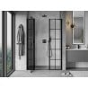 Mexen Mist left pivot shower door 155 cm, black grid, black - 8A4-155-001-70-77-L