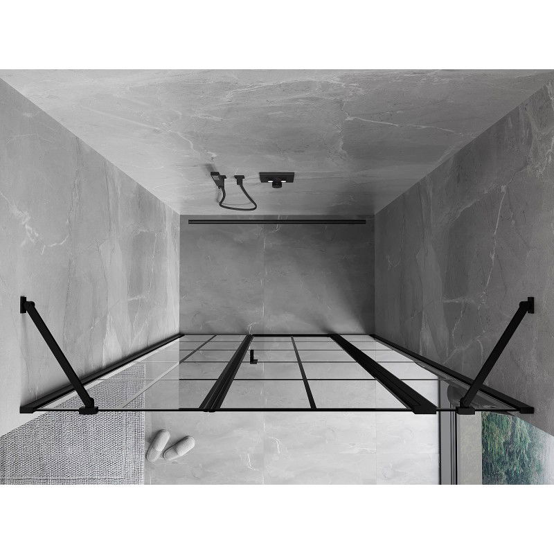 Mexen Mist rechte Duschschwingtür 135 cm, schwarzes Gitter, schwarz - 8A4-135-001-70-77-P