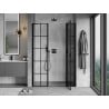 Mexen Mist Right Hinged Shower Door 145 cm, Black Grid, Black - 8A4-145-001-70-77-P