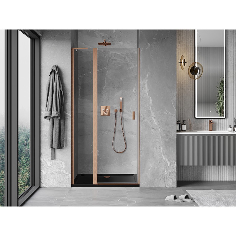Mexen Mist L hinged duššuks 100 cm, läbipaistev, harjatud vask - 8A4L-100-000-65-00