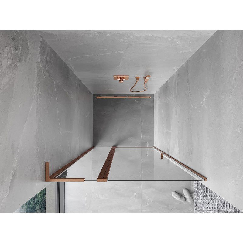Mexen Mist L puertas de ducha abatibles 110 cm, transparente, cobre cepillado - 8A4L-110-000-65-00