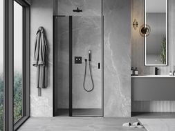 Mexen Mist L 95 cm Hinged Shower Door, Transparent, Black - 8A4L-095-000-70-00