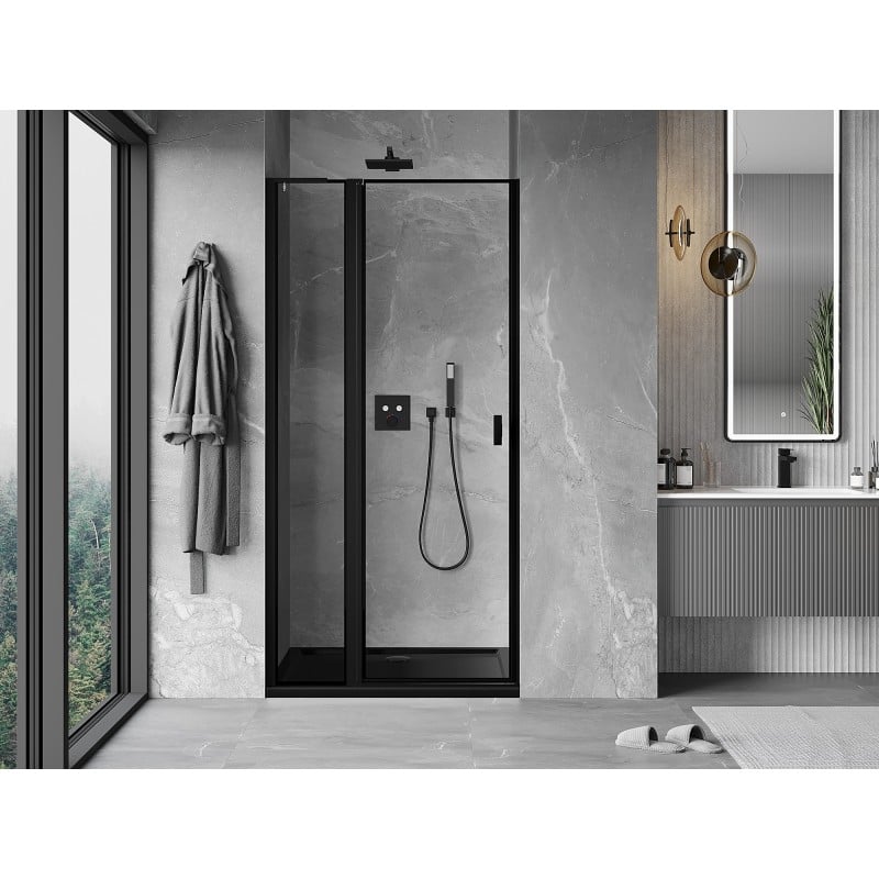 Mexen Mist L drzwi prysznicowe uchylne lewe 95 cm, czarna ramka, czarne - 8A4L-095-000-70-70-L