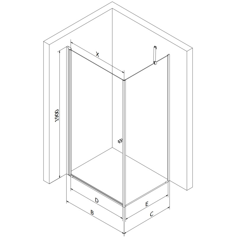 Mexen Pretoria preklopna tuš kabina 90 x 70 cm, prozirno, krom + tuš kada Flat - 852-090-070-01-00-4010